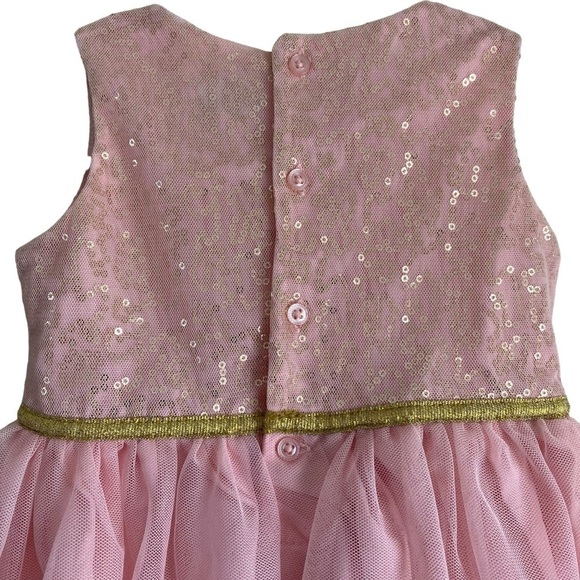 Carters Baby Girls Holiday Dress Pink Gold Sequined Tulle Fairy Dress Sz 12mo - Picture 7 of 16